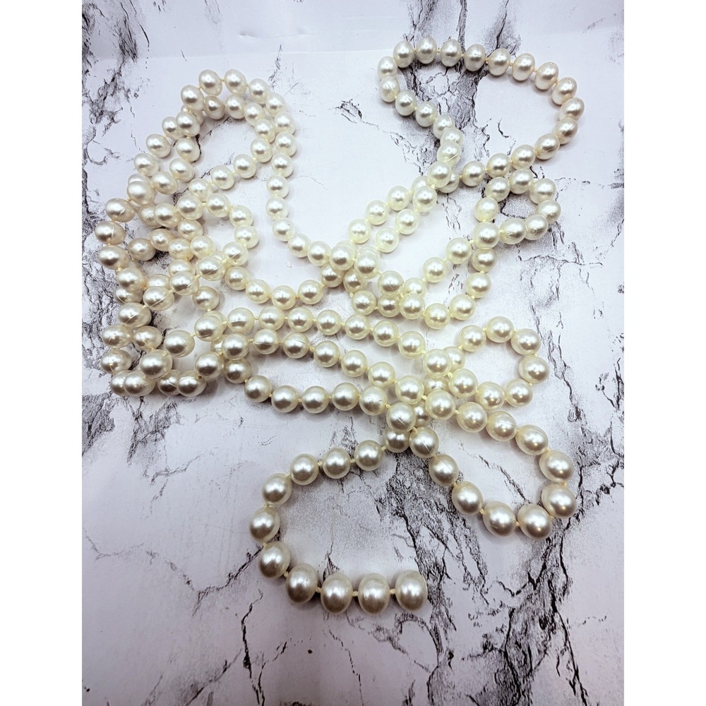 New 80‎ Inch Faux Pearl Bead Strand 9.5mm Cream Jewelry Making Craft Supply